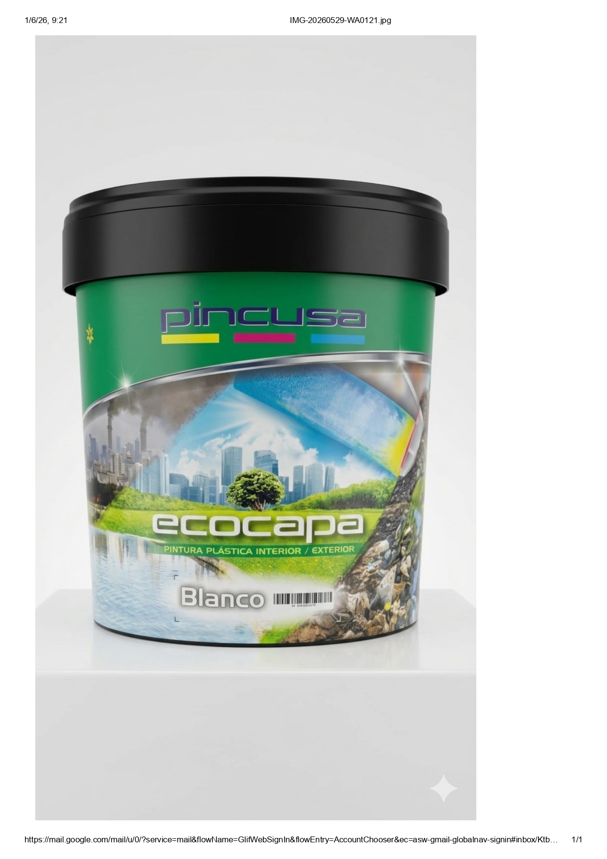 PINTURA PLASTICA MATE ECOLOGICA 14LT PIN
